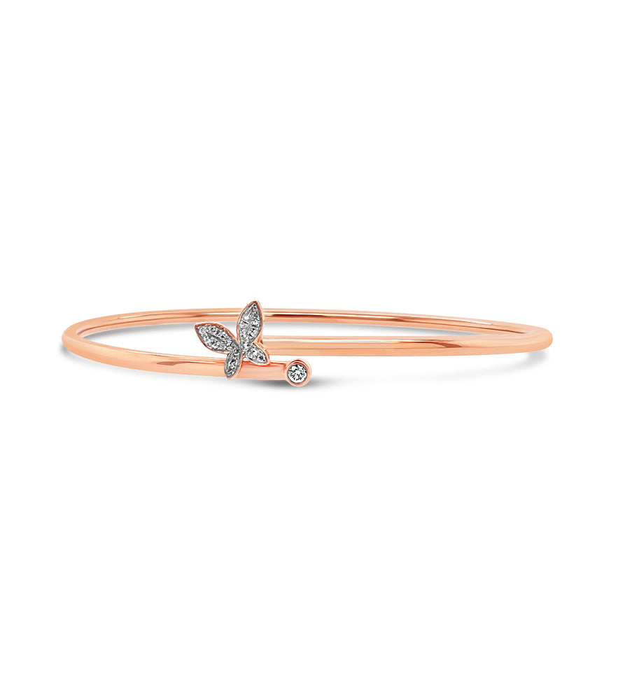 Diamond Butterfly Flexible Bangle - 14K Rose Gold - OLIVE & CHAIN Fine Jewelry