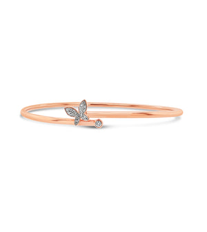 Diamond Butterfly Flexible Bangle - 14K Rose Gold - OLIVE & CHAIN Fine Jewelry