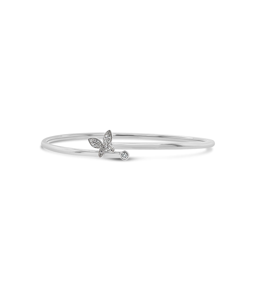 Diamond Butterfly Flexible Bangle - 14K White Gold - OLIVE & CHAIN Fine Jewelry