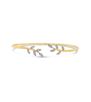 Diamond Leaf Flexible Bangle - 14K  - Olive & Chain Fine Jewelry