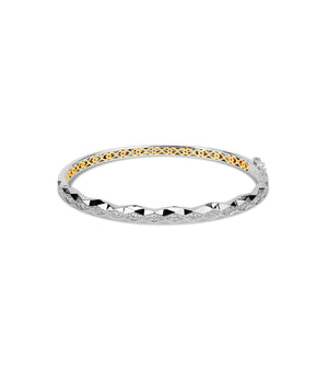 Diamond Geometric Cut Bangle - 14K Two-Tone Gold / 7 inch - Olive & Chain Fine Jewelry