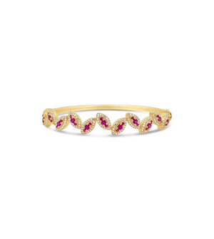 Ruby & Diamond Marquise Bangle - 14K Yellow Gold - Olive & Chain Fine Jewelry
