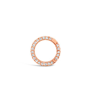 Diamond Round Connector Clasp - 14K Rose Gold / 10mm - Olive & Chain Fine Jewelry