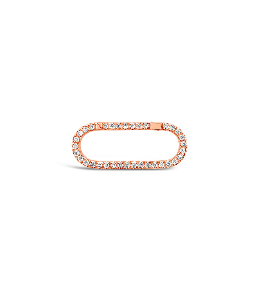 Diamond Oval Connector Clasp - 14K Rose Gold / 15mm - Olive & Chain Fine Jewelry