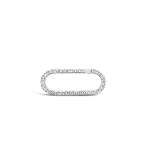 Diamond Oval Connector Clasp - 14K White Gold / 15mm - Olive & Chain Fine Jewelry