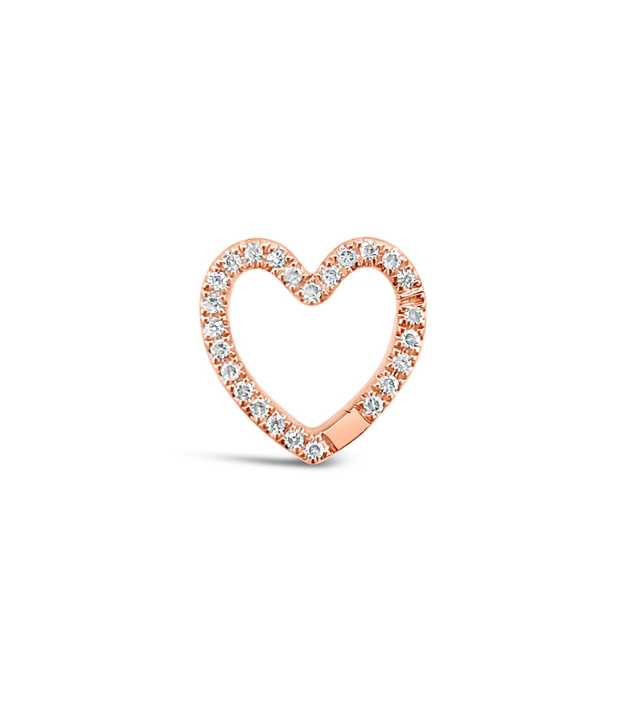 Diamond Heart Connector Clasp - 14K Rose Gold / 10mm - Olive & Chain Fine Jewelry