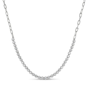 Diamond Paperclip Tennis Necklace - 14K White Gold - Olive & Chain Fine Jewelry