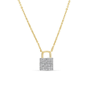 Diamond Lock Necklace - 14K Two-Tone Gold - Olive & Chain Fine Jewelry