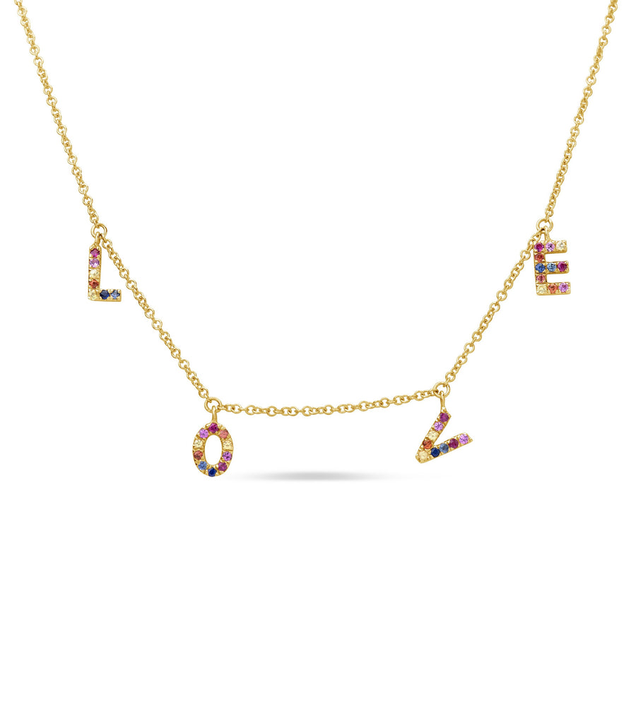 Rainbow Love Necklace - 14K Yellow Gold - Olive & Chain Fine Jewelry