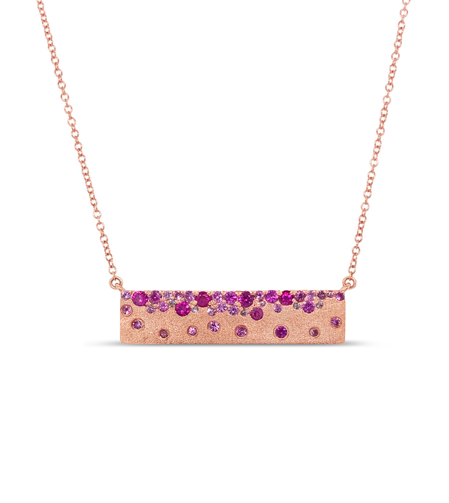 Ruby Celestial Bar Necklace - 14K Rose Gold - Olive & Chain Fine Jewelry