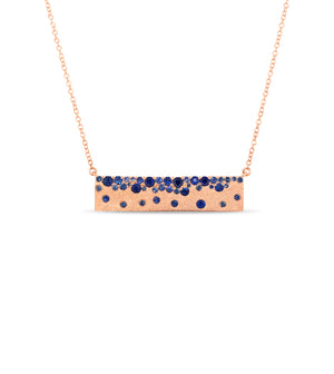 Sapphire Celestial Bar Necklace - 14K Rose Gold - Olive & Chain Fine Jewelry