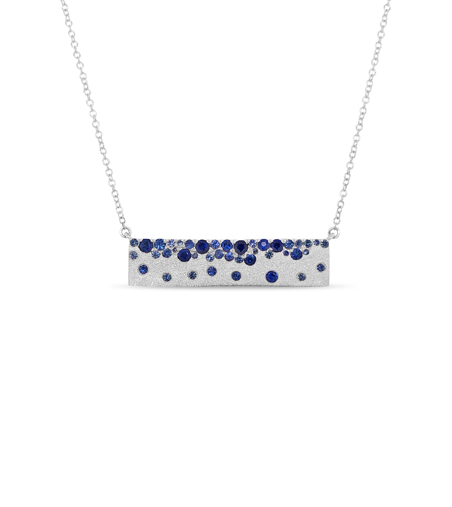 Sapphire Celestial Bar Necklace - 14K White Gold - Olive & Chain Fine Jewelry