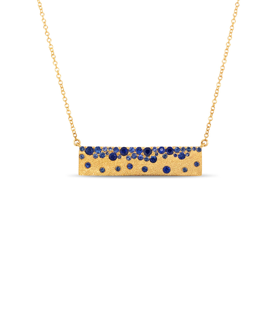 Sapphire Celestial Bar Necklace - 14K Yellow Gold - Olive & Chain Fine Jewelry