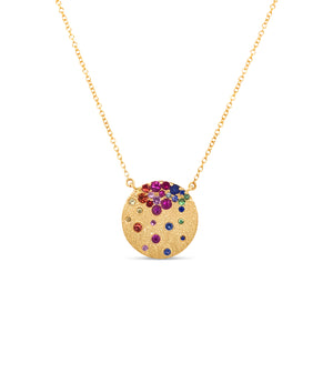 Rainbow Celestial Disc Necklace - 14K Yellow Gold - Olive & Chain Fine Jewelry
