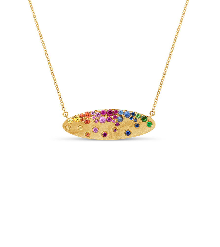 Rainbow Celestial Oval Necklace - 14K Yellow Gold - Olive & Chain Fine Jewelry
