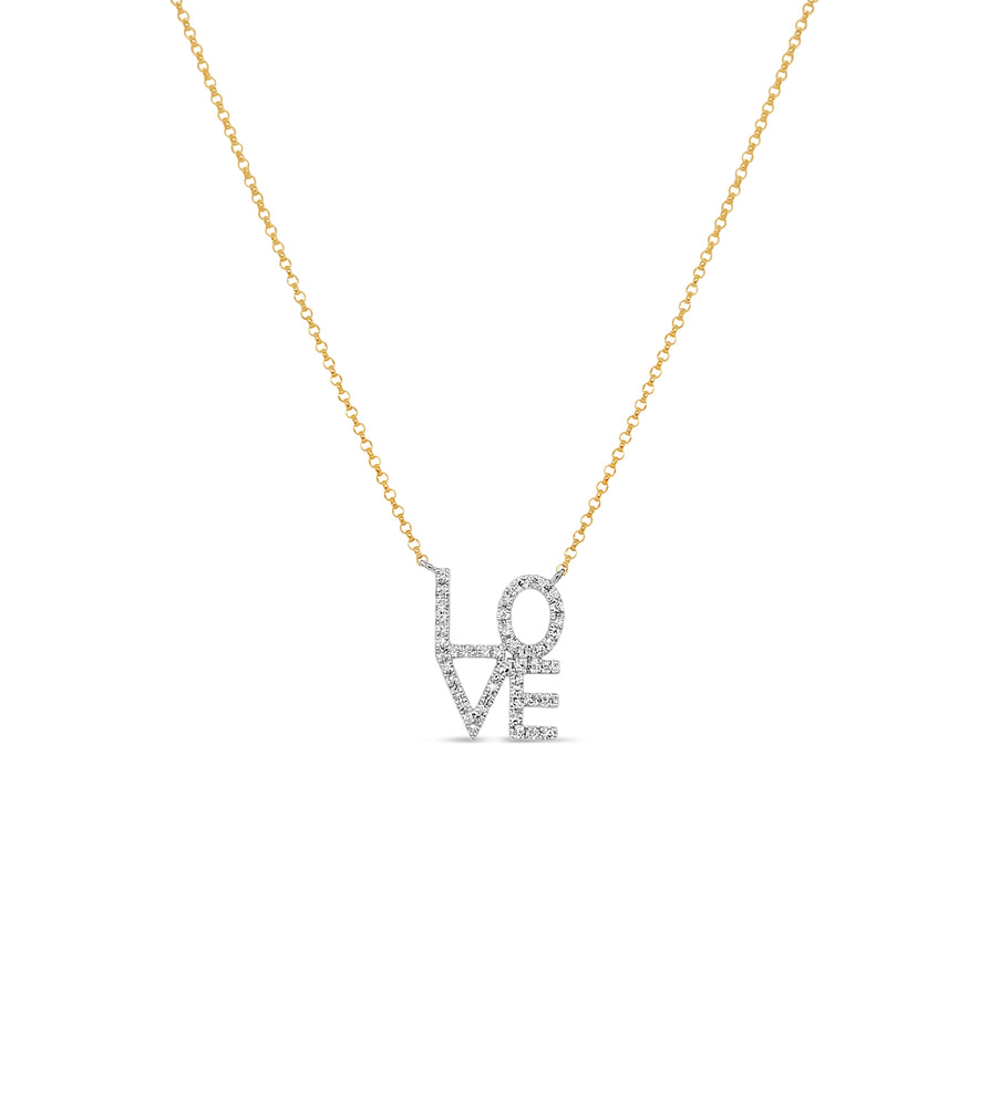 Diamond Love Block Necklace - 14K Yellow Gold - OLIVE & CHAIN Fine Jewelry