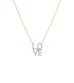 Diamond Love Block Necklace - 14K Yellow Gold - OLIVE & CHAIN Fine Jewelry