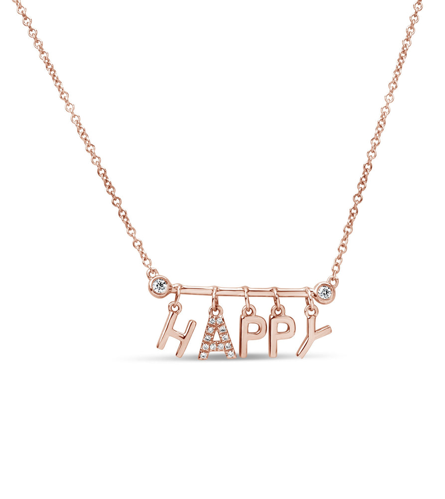 Diamond Happy Necklace - 14K Rose Gold - Olive & Chain Fine Jewelry
