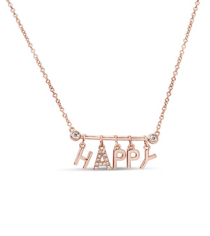 Diamond Happy Necklace - 14K Rose Gold - Olive & Chain Fine Jewelry