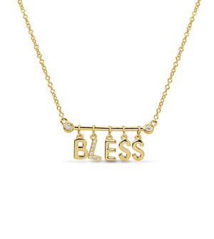 Diamond Bless Necklace - 14K Yellow Gold - Olive & Chain Fine Jewelry