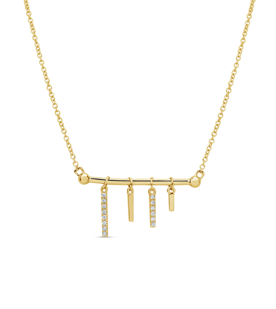 Diamond Bar Charm Necklace - 14K Yellow Gold - OLIVE & CHAIN Fine Jewelry