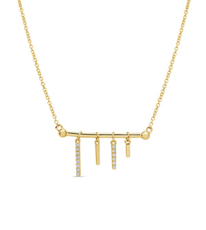 Diamond Bar Charm Necklace - 14K Yellow Gold - OLIVE & CHAIN Fine Jewelry