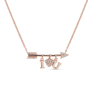 Diamond I LOVE YOU Necklace - 14K Rose Gold - Olive & Chain Fine Jewelry
