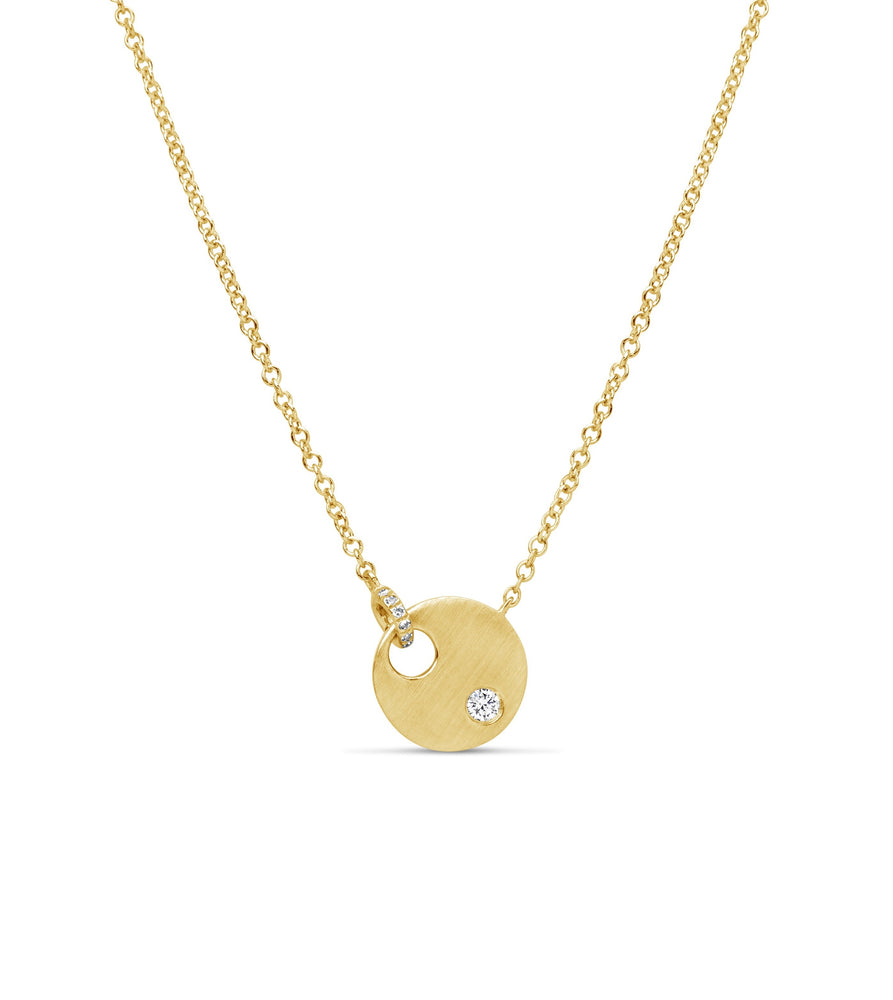 Diamond Dot & Disc Necklace - 14K Yellow Gold - Olive & Chain Fine Jewelry