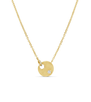 Diamond Dot & Disc Necklace - 14K Yellow Gold - Olive & Chain Fine Jewelry