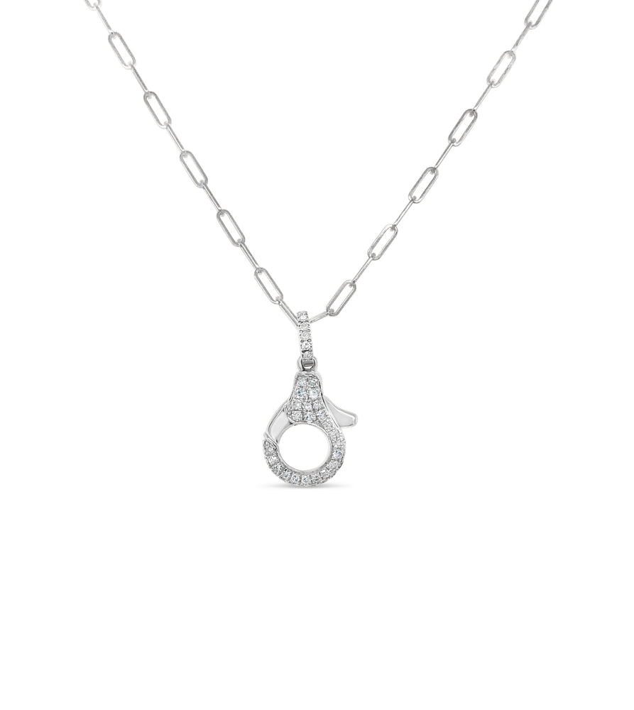 Diamond Lobster Clasp Paperclip Necklace - 14K White Gold - Olive & Chain Fine Jewelry