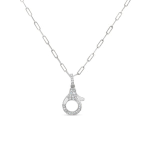 Diamond Lobster Clasp Paperclip Necklace - 14K White Gold - Olive & Chain Fine Jewelry