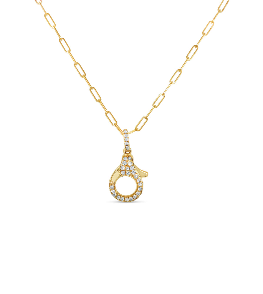 Diamond Lobster Clasp Paperclip Necklace - 14K Yellow Gold - Olive & Chain Fine Jewelry