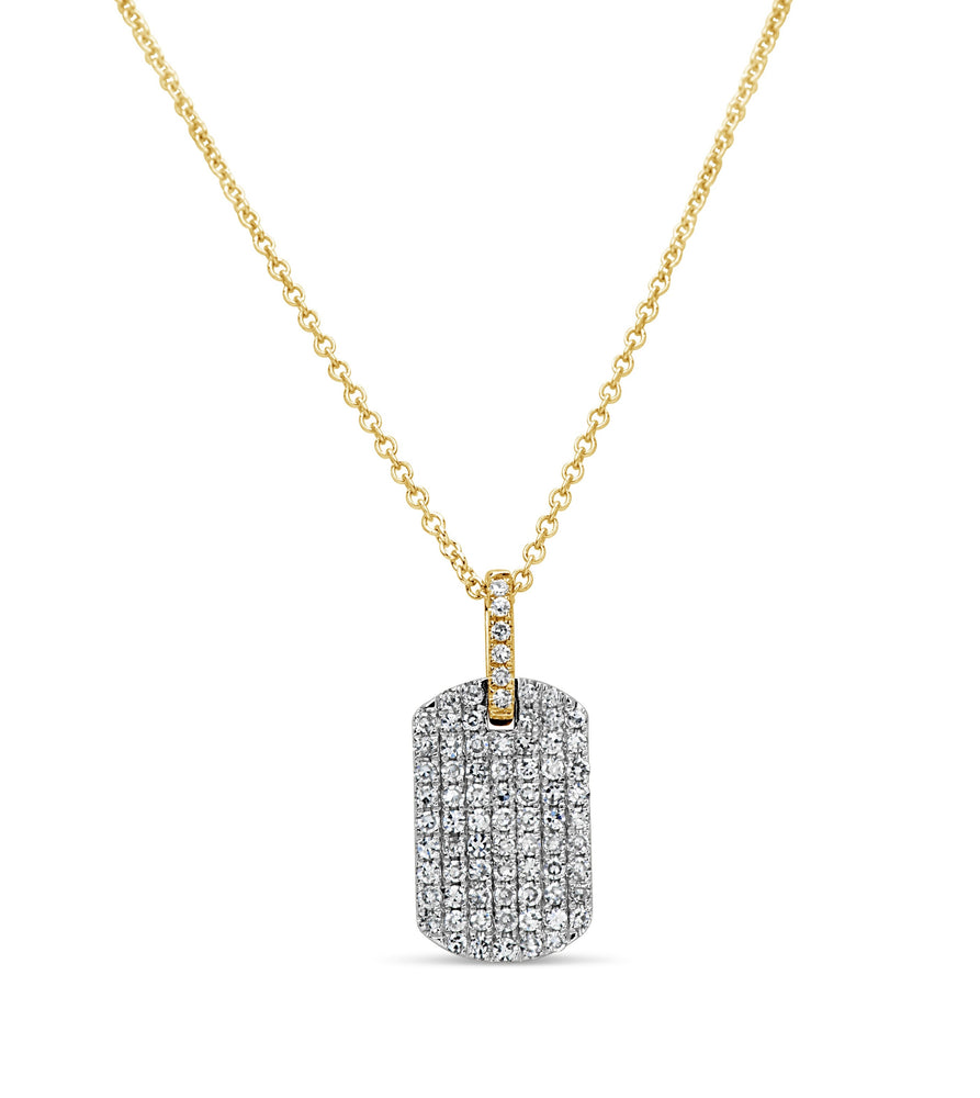 Diamond Dog Tag Necklace - 14K Two-Tone Gold - Olive & Chain Fine Jewelry