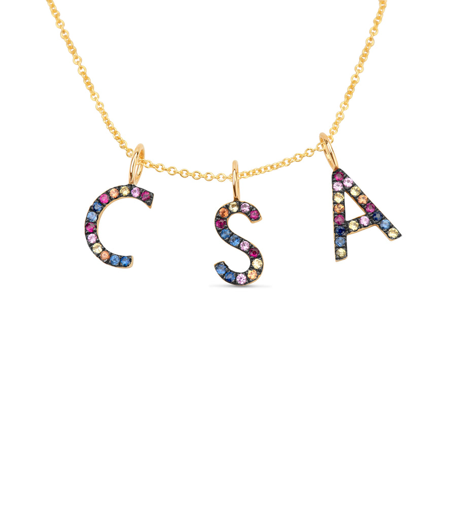 Rainbow Initial Necklace - 14K  - Olive & Chain Fine Jewelry