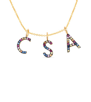 Rainbow Initial Necklace - 14K  - Olive & Chain Fine Jewelry