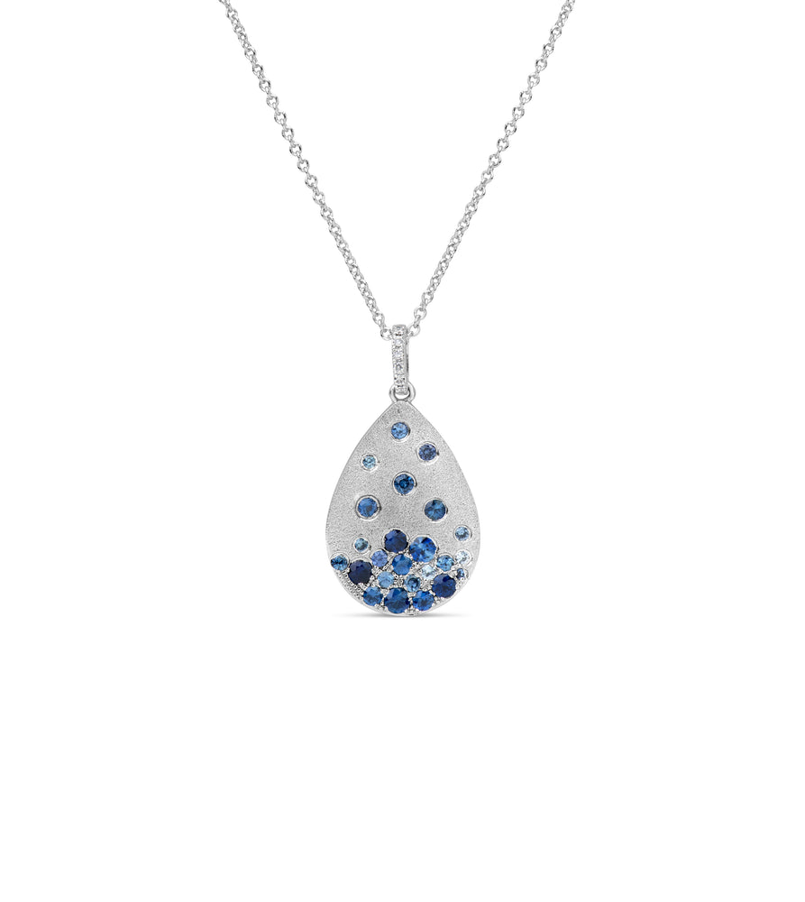 Sapphire Celestial Pear Necklace - 14K White Gold - OLIVE & CHAIN Fine Jewelry