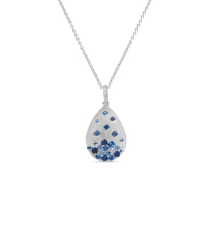 Sapphire Celestial Pear Necklace - 14K White Gold - OLIVE & CHAIN Fine Jewelry