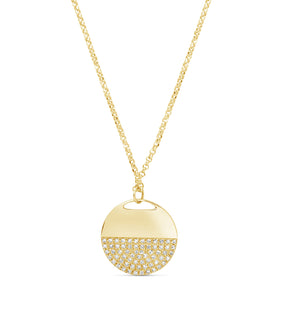 Diamond Half Disc Necklace - 14K Yellow Gold - Olive & Chain Fine Jewelry