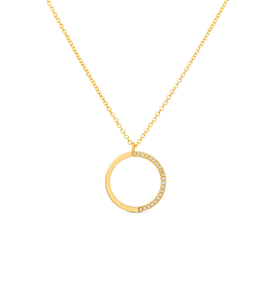 Diamond Half Circle Necklace - 14K Yellow Gold - Olive & Chain Fine Jewelry