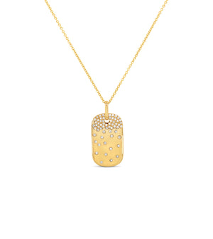 Diamond Celestial Dog Tag Necklace - 14K Yellow Gold - OLIVE & CHAIN Fine Jewelry