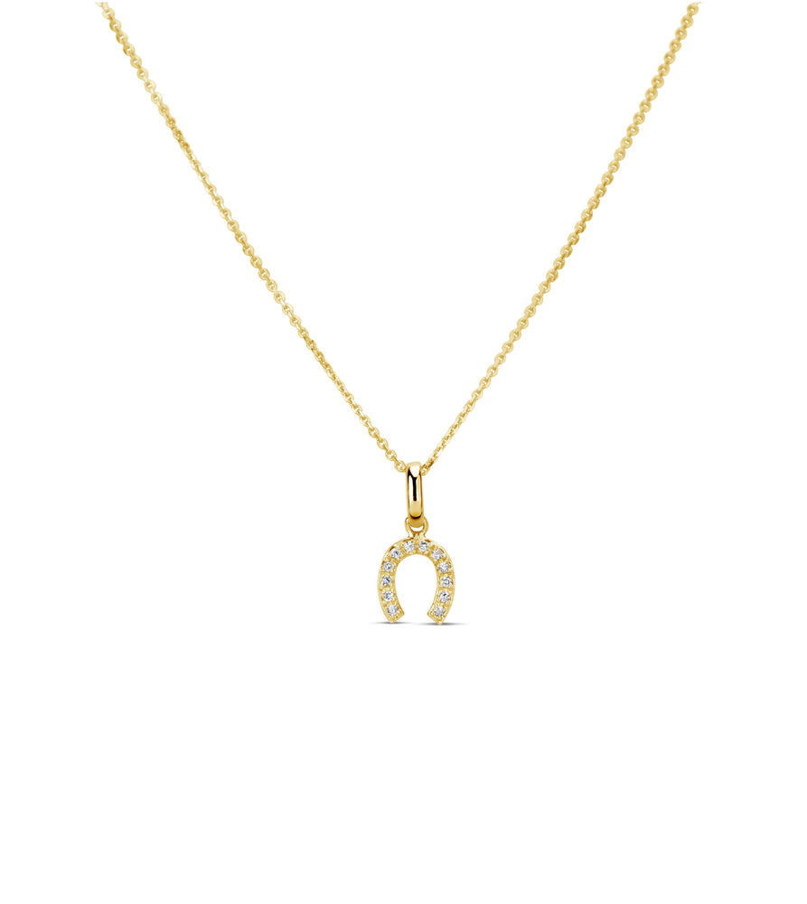 Diamond Horseshoe Necklace - 14K Yellow Gold - OLIVE & CHAIN Fine Jewelry