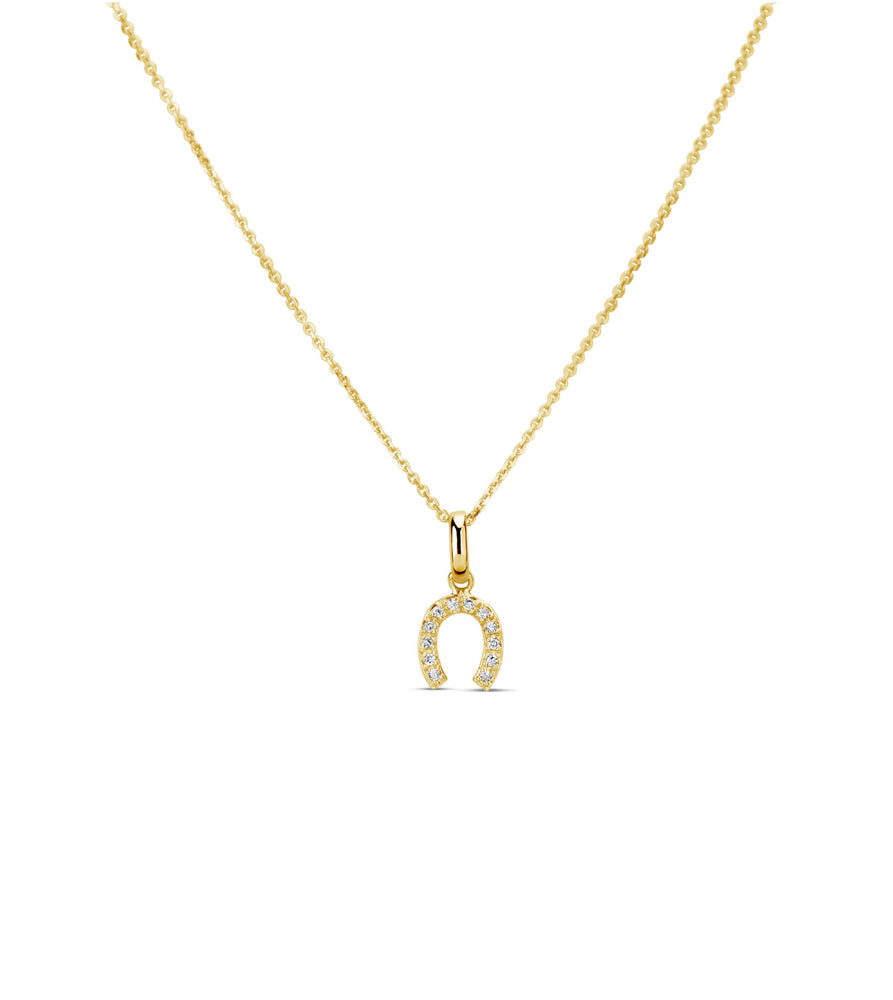 Diamond Horseshoe Necklace - 14K Yellow Gold - Olive & Chain Fine Jewelry