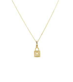 Diamond Padlock Heart Necklace - 14K Yellow Gold - Olive & Chain Fine Jewelry