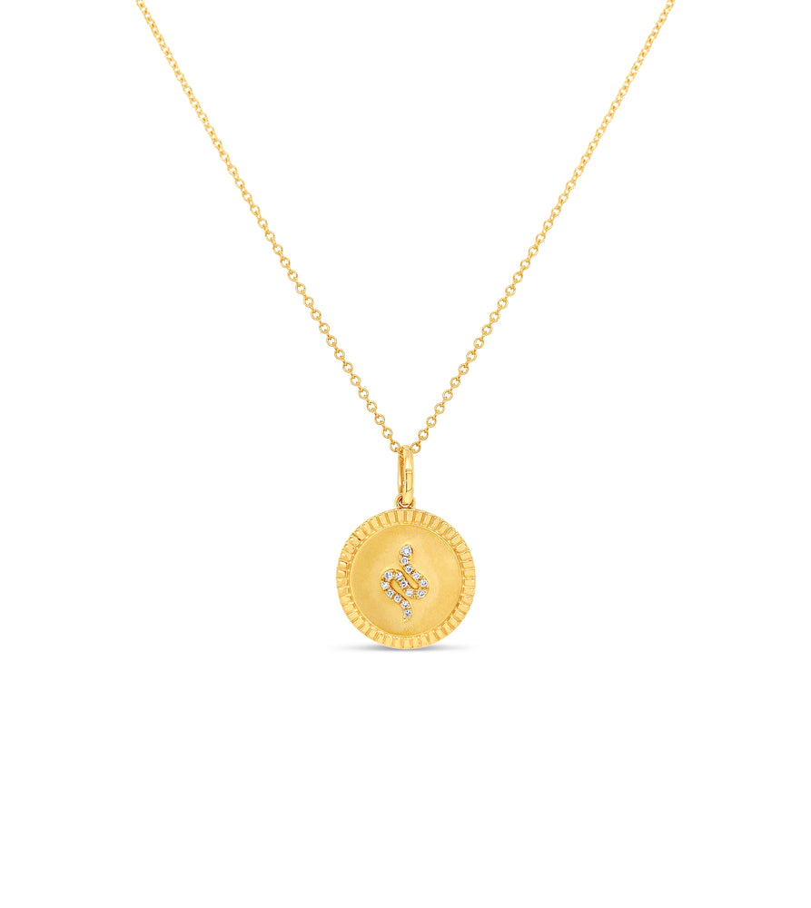 Diamond Snake Medallion Disc Necklace - 14K  - Olive & Chain Fine Jewelry