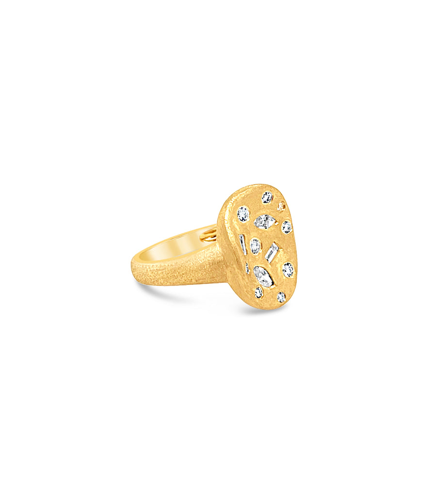 Mix Diamond Celestial Concave Ring - 14K  - Olive & Chain Fine Jewelry