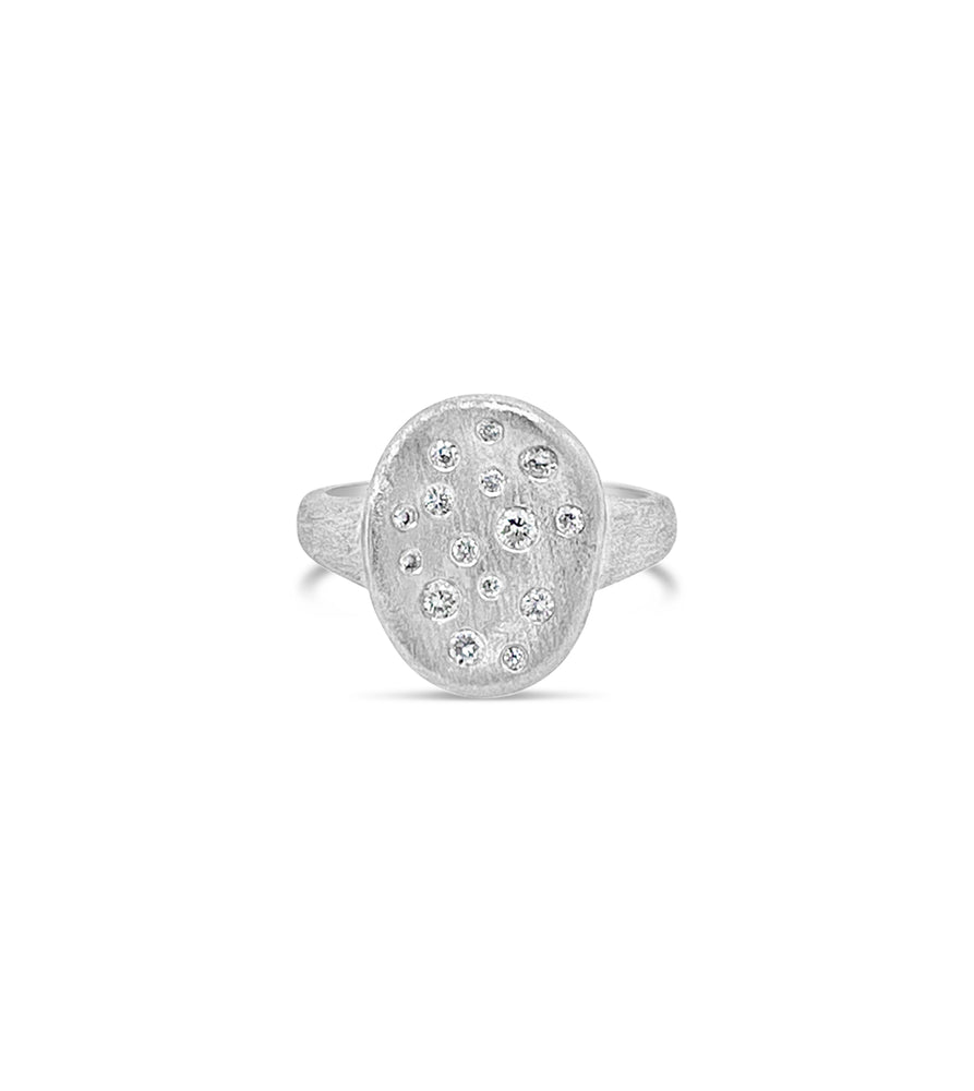 Diamond Celestial Concave Ring - 14K White Gold / 5 - Olive & Chain Fine Jewelry