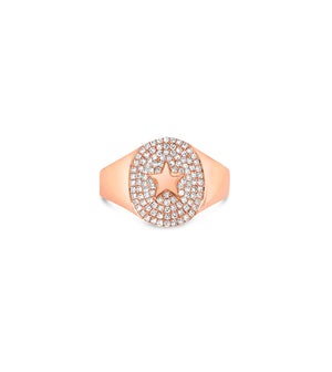Diamond Star Pinky Ring - 14K Rose Gold / 3.5 - Olive & Chain Fine Jewelry