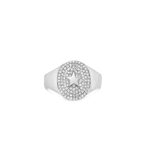 Diamond Star Pinky Ring - 14K White Gold / 3.5 - Olive & Chain Fine Jewelry