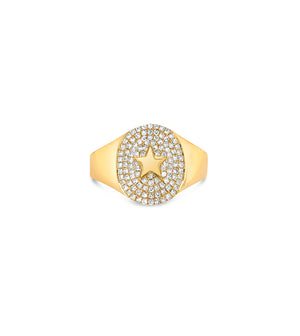 Diamond Star Pinky Ring - 14K Yellow Gold / 3.5 - Olive & Chain Fine Jewelry