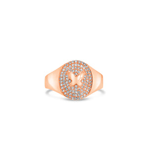 Diamond Butterfly Pinky Ring - 14K Rose Gold / 3.5 - Olive & Chain Fine Jewelry